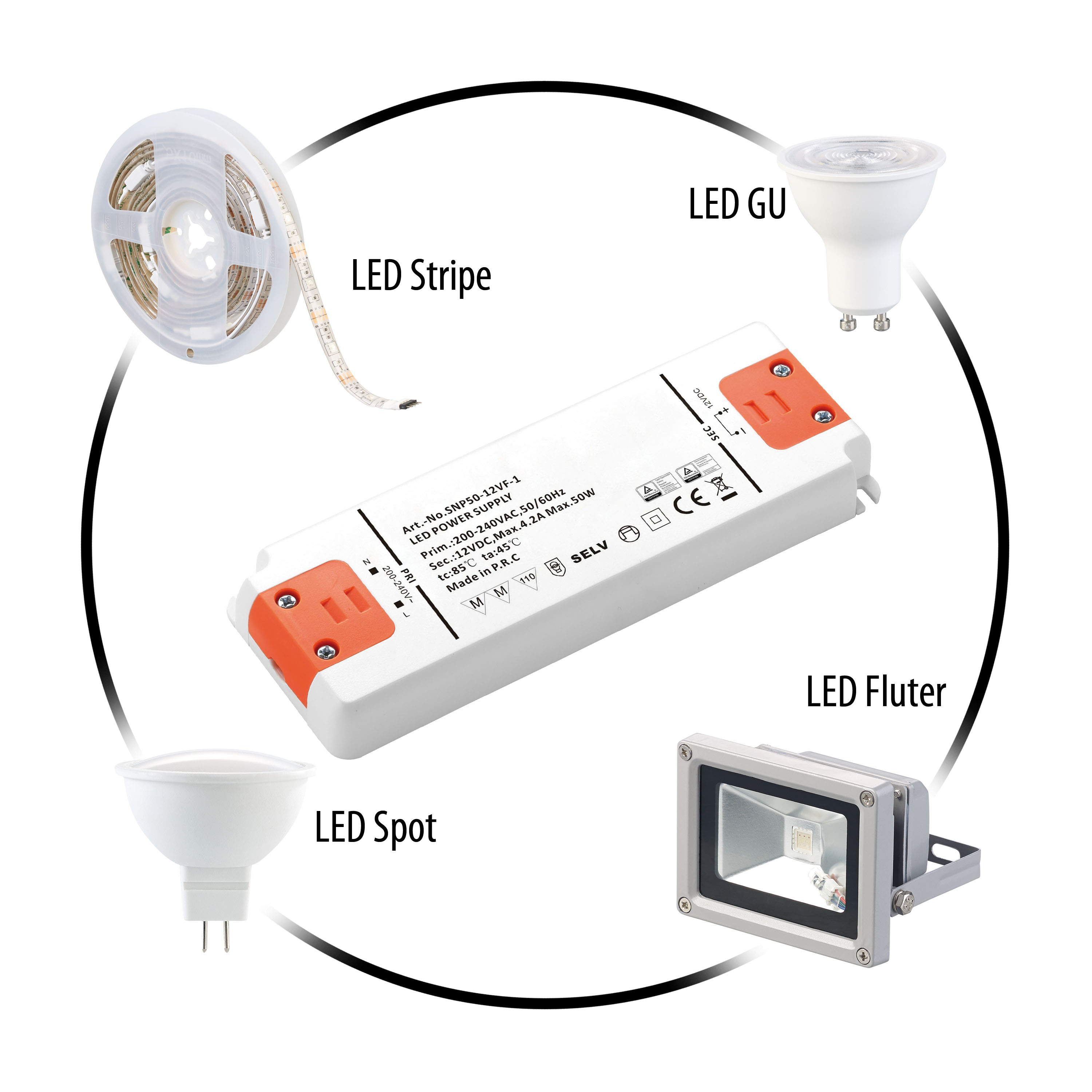 revolt LED-Transformator für 230 Volt (AC) zu 12 Volt (DC